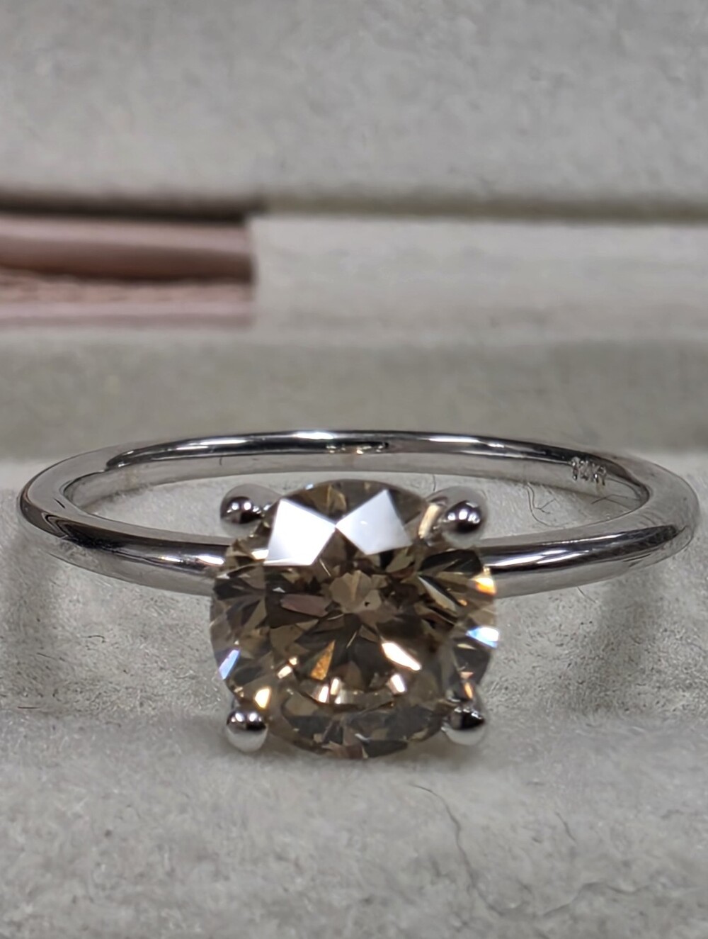 1.50ct. Champagne Diamond Solitaire Ring In 14kt. White Gold